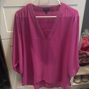Express Pink 3/4 Sleeve Relaxed Blouse